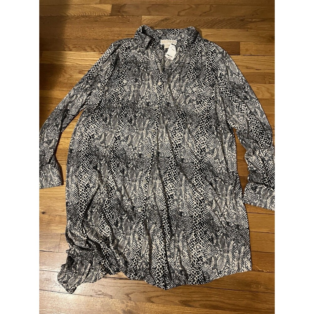 Michael Michael Kors Women’s Size 3X Black/White Snake Shirt Dress Button Front